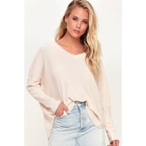 Lulus Basics Only For You Blush Knit Long Sleeve Top Pink - Size S
